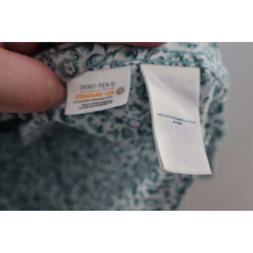Lands' End Plus 24W Teal Floral Cotton Button Down Shirt - Picture 5 of 7